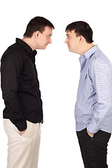 Image showing Two guys looking at each other