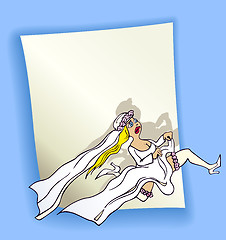 Image showing cartoon design with running bride