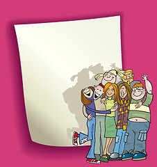 Image showing cartoon design with teenagers group