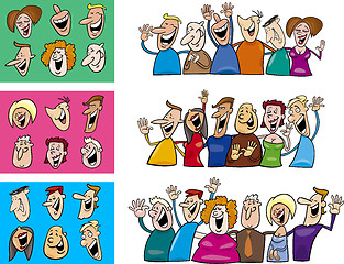 Image showing big set of happy people