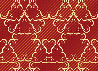 Image showing  Gold seamless pattern on a red background