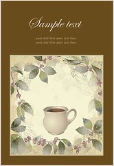 Image showing Vector elegant coffee themed background illustration . Illustration of a coffee tree.Menu.