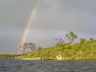 Image showing Rainbow and lake