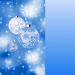 Image showing Blue card with christmas balls. EPS 8