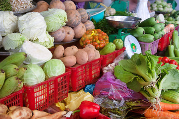 Image showing fresh fruit and vegetables for sale