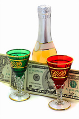 Image showing  Money is spent for wine