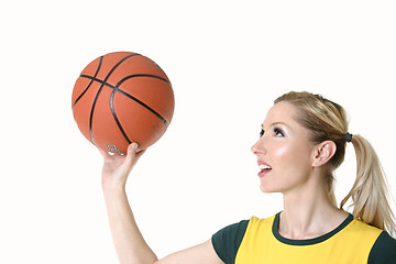 Image showing Girl shooting hoops