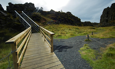 Image showing Wooden passage