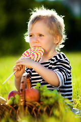 Image showing little boy with a sweet