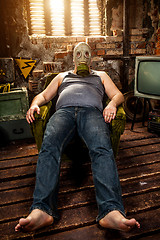 Image showing man in a gas mask
