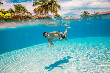 Image showing teenager floats in pool