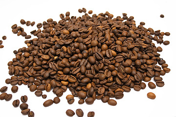 Image showing Coffee Beans w/ White Background (Top View)