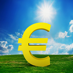 Image showing EURO currency model on the field