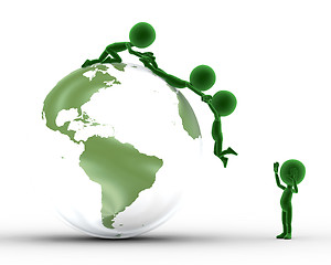 Image showing Earth globe and conceptual people together