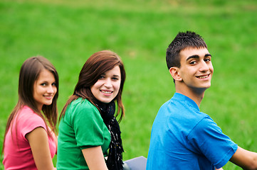 Image showing Young students learning outdoor