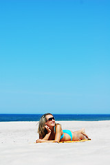 Image showing Beautiful woman on the beach