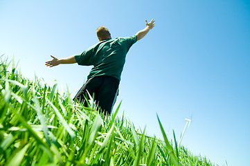 Image showing Happy man on the summer field
