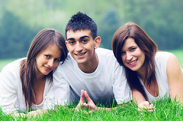 Image showing Young happy friends