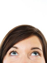 Image showing Thoughtful businesswoman looking up