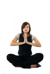 Image showing Businesswoman relaxing, meditating