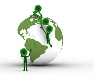 Image showing Earth globe and conceptual people together