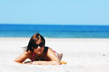 Image showing Beautiful woman on the beach