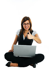 Image showing Happy businesswoman with laptop