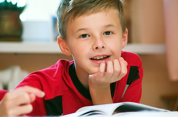 Image showing Boy reading book portrait