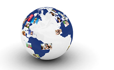 Image showing Earth with people photos in network