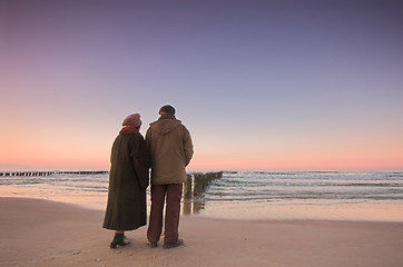 Image showing Seniors' love and ocean