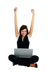 Image showing Happy businesswoman with laptop