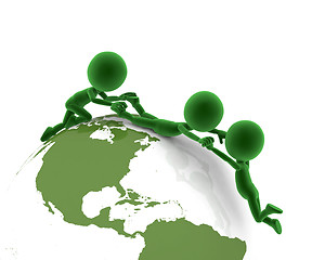 Image showing Earth globe and conceptual people together