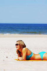 Image showing Beautiful woman on the beach