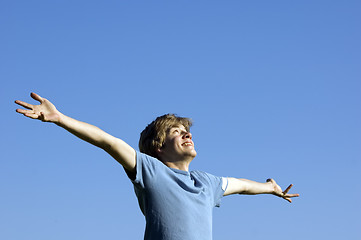 Image showing Active boy showing happiness