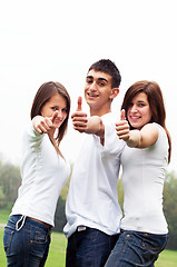 Image showing Happy friends giving okey sign