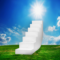 Image showing White stairs on the field. Way to success