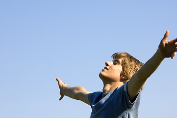 Image showing Active boy showing happiness