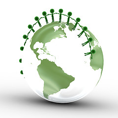 Image showing Earth globe and conceptual people together