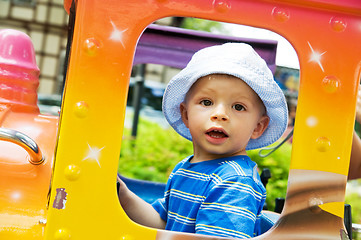 Image showing Happy child in funfair