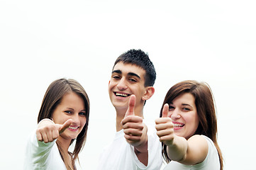 Image showing Happy friends giving okey sign