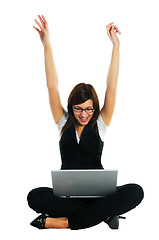 Image showing Happy businesswoman with laptop