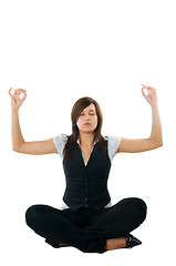 Image showing Businesswoman relaxing, meditating