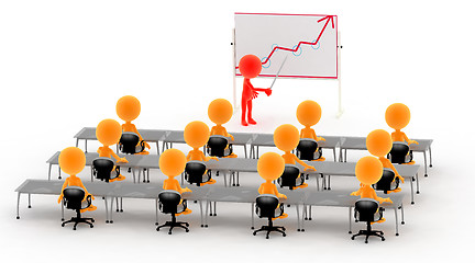 Image showing Gold 3d men on a lecture, business meeting etc.