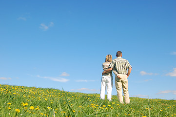 Image showing Couple in love on meadow