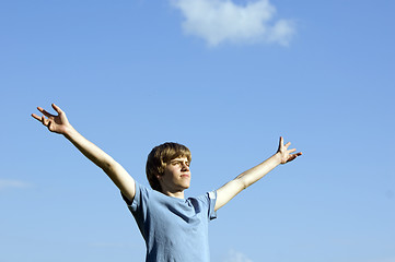 Image showing Active boy showing happiness