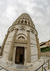 Image showing Leaning Tower of Pisa in Miracle Square, Fisheye View