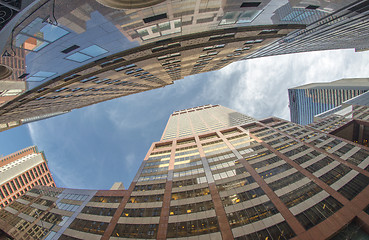 Image showing Upward view of New York City Skyscrapers