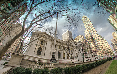 Image showing New York Public Library and Surrounding Skyscrapers