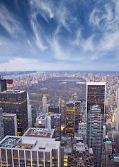 Image showing Clouds over Central Park in New York City