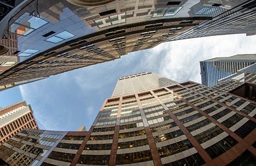 Image showing Upward view of New York City Skyscrapers